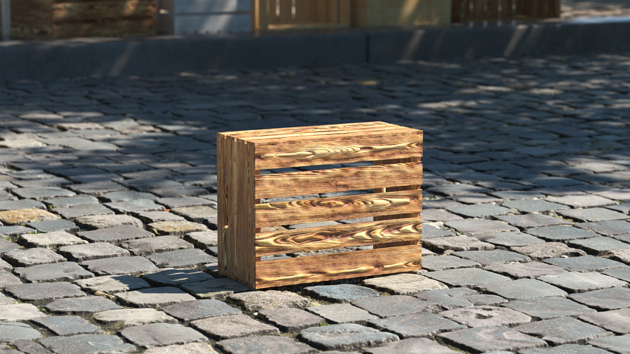 Low Small Box of Burnt Planks 3D model