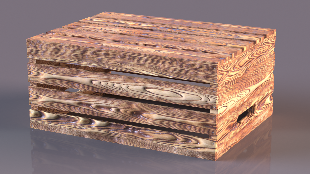 Low Small Box of Burnt Planks 3D model