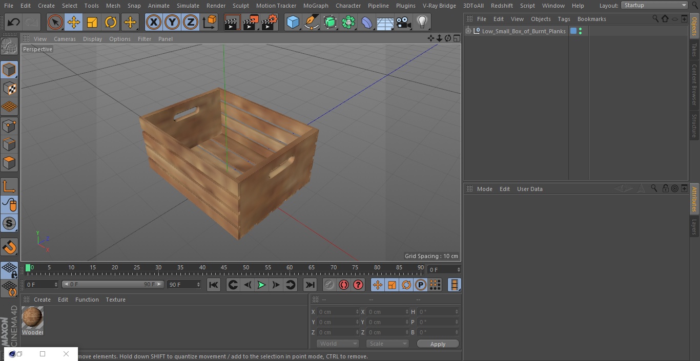 Low Small Box of Burnt Planks 3D model