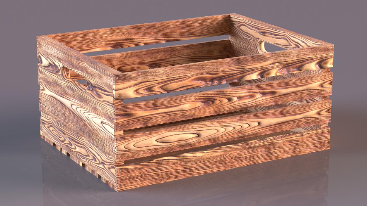 Low Small Box of Burnt Planks 3D model