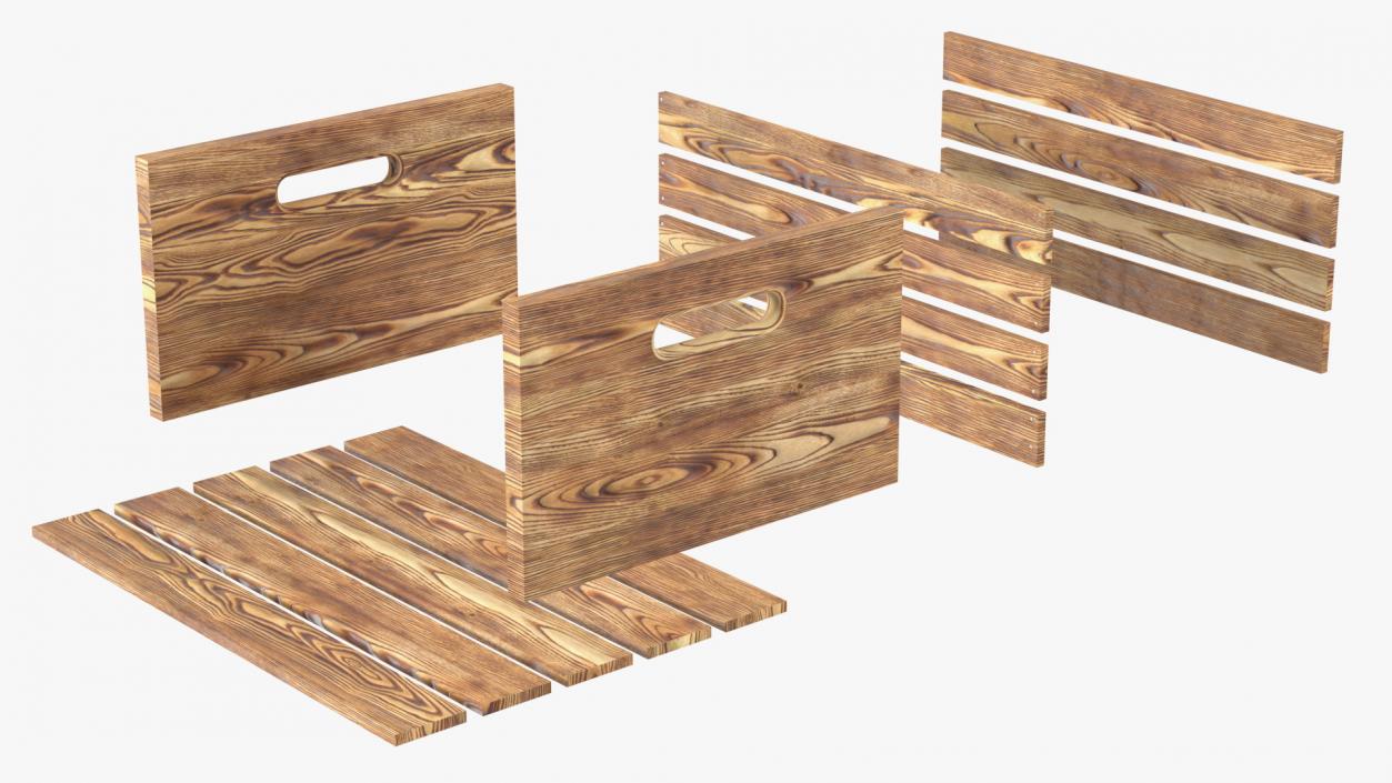 Low Small Box of Burnt Planks 3D model