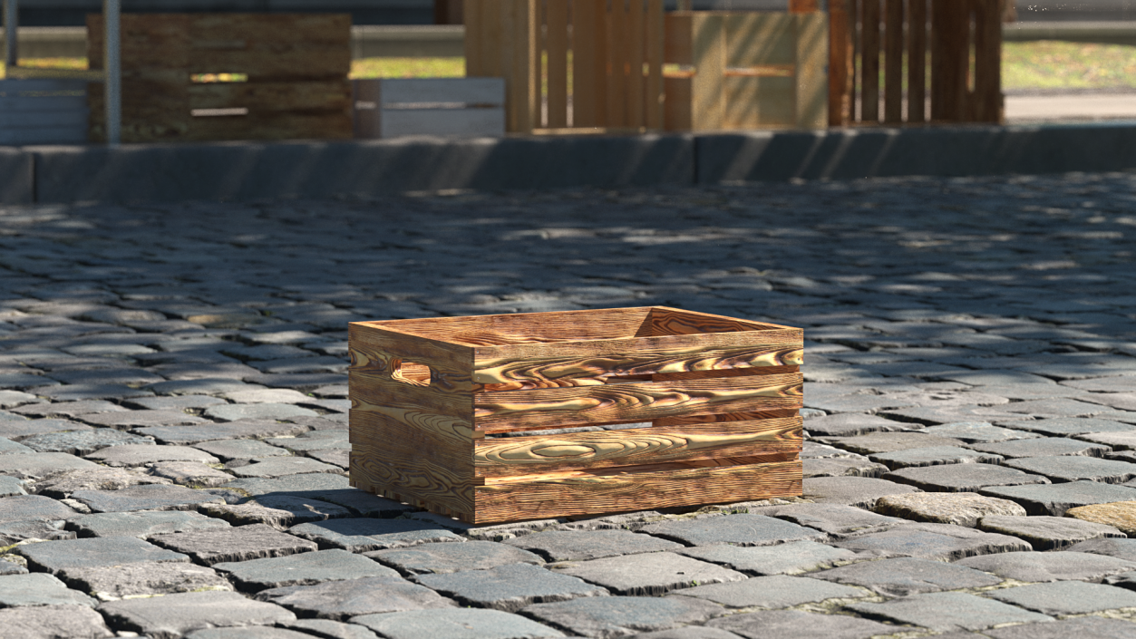 Low Small Box of Burnt Planks 3D model