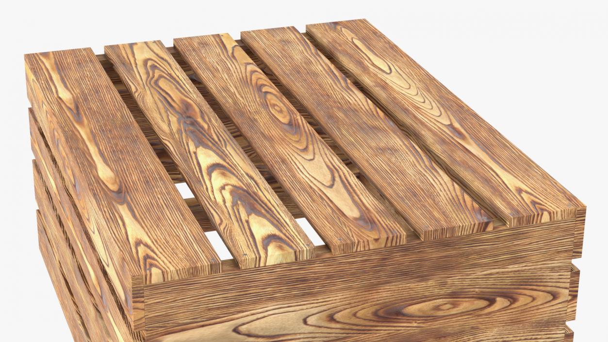 Low Small Box of Burnt Planks 3D model