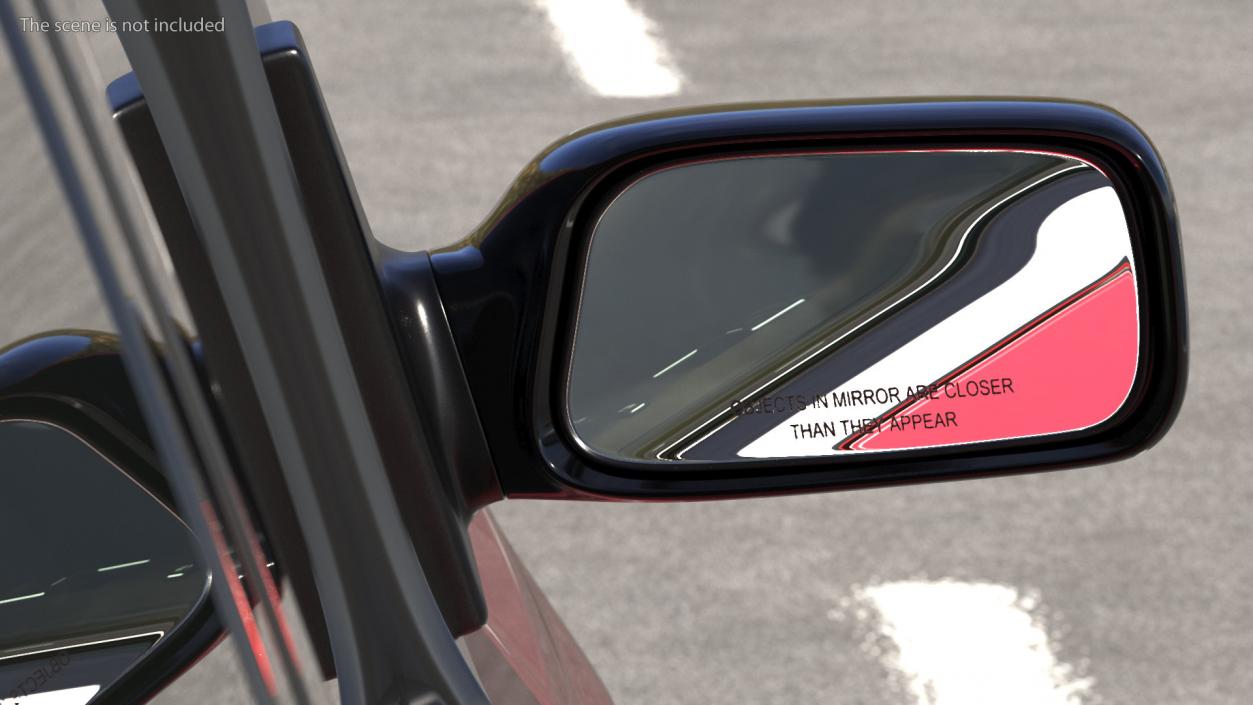 3D Car Passenger Side Mirror Black