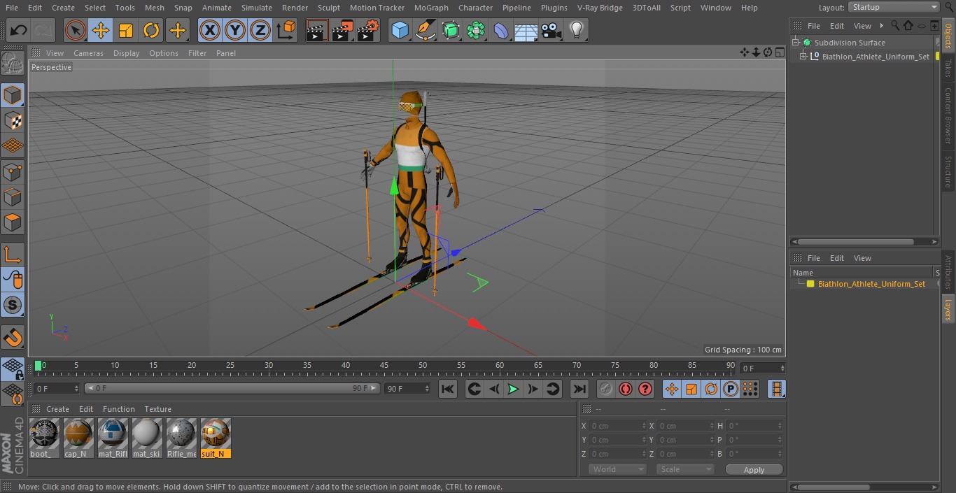 3D Biathlon Athlete Uniform Set model