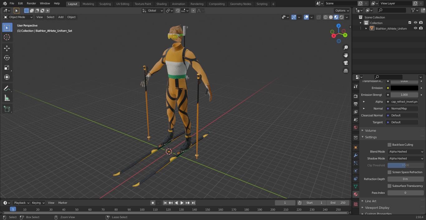 3D Biathlon Athlete Uniform Set model