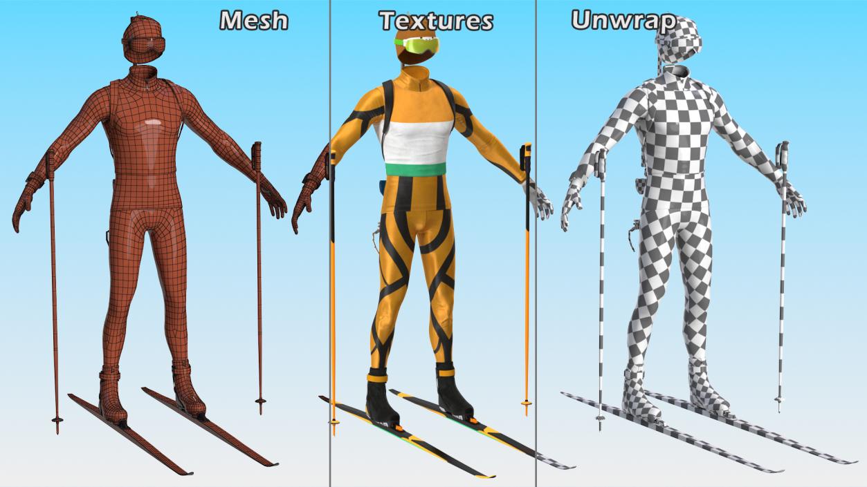 3D Biathlon Athlete Uniform Set model