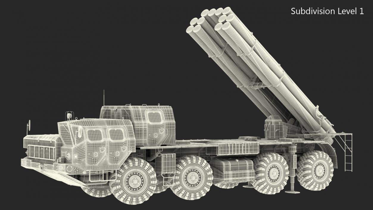 3D Multiple Rocket Launcher System Smerch model