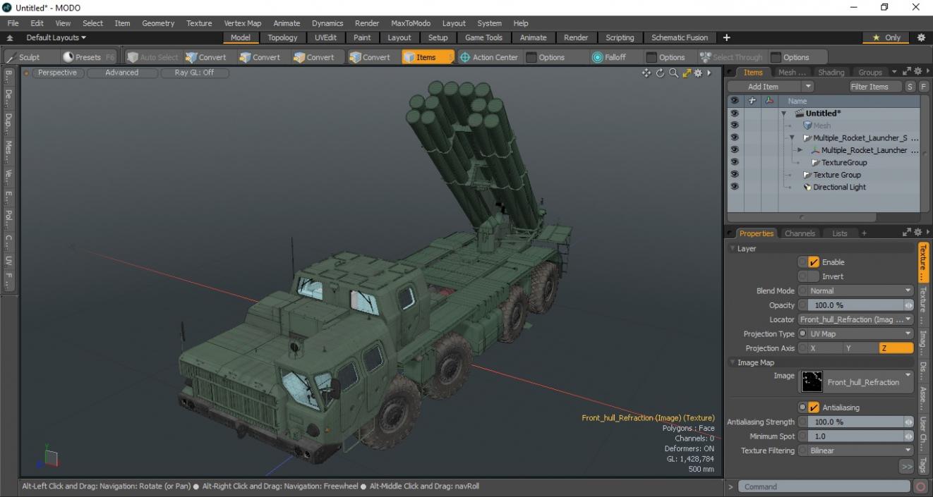 3D Multiple Rocket Launcher System Smerch model