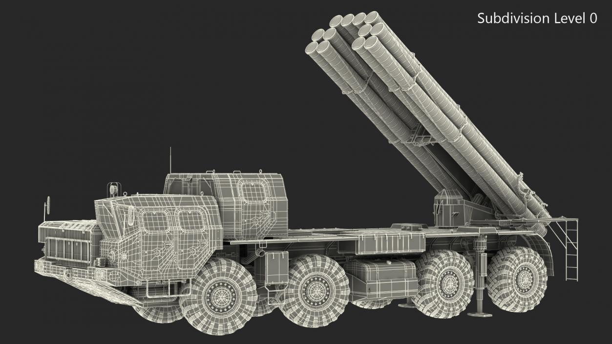 3D Multiple Rocket Launcher System Smerch model