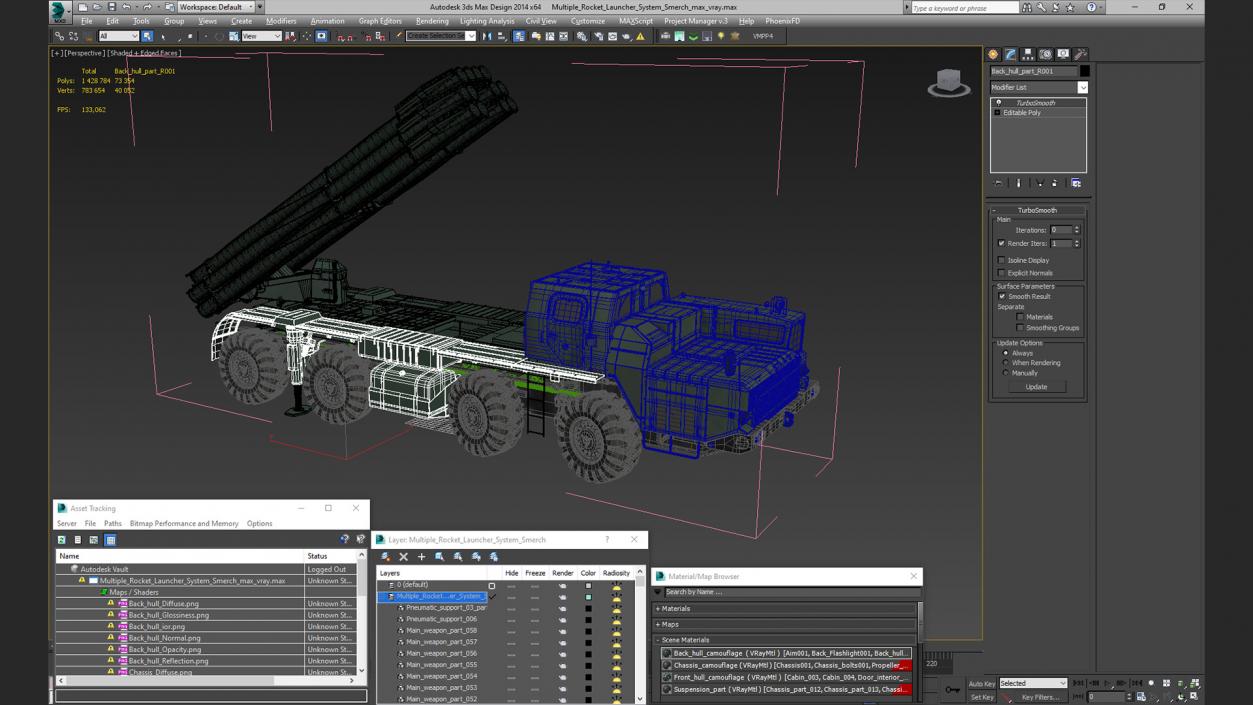 3D Multiple Rocket Launcher System Smerch model