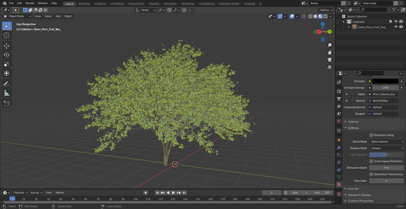 3D Green Plum Fruit Tree