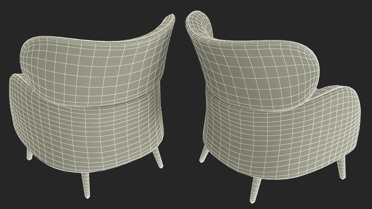 3D Velvet Lounge Arm Chair model