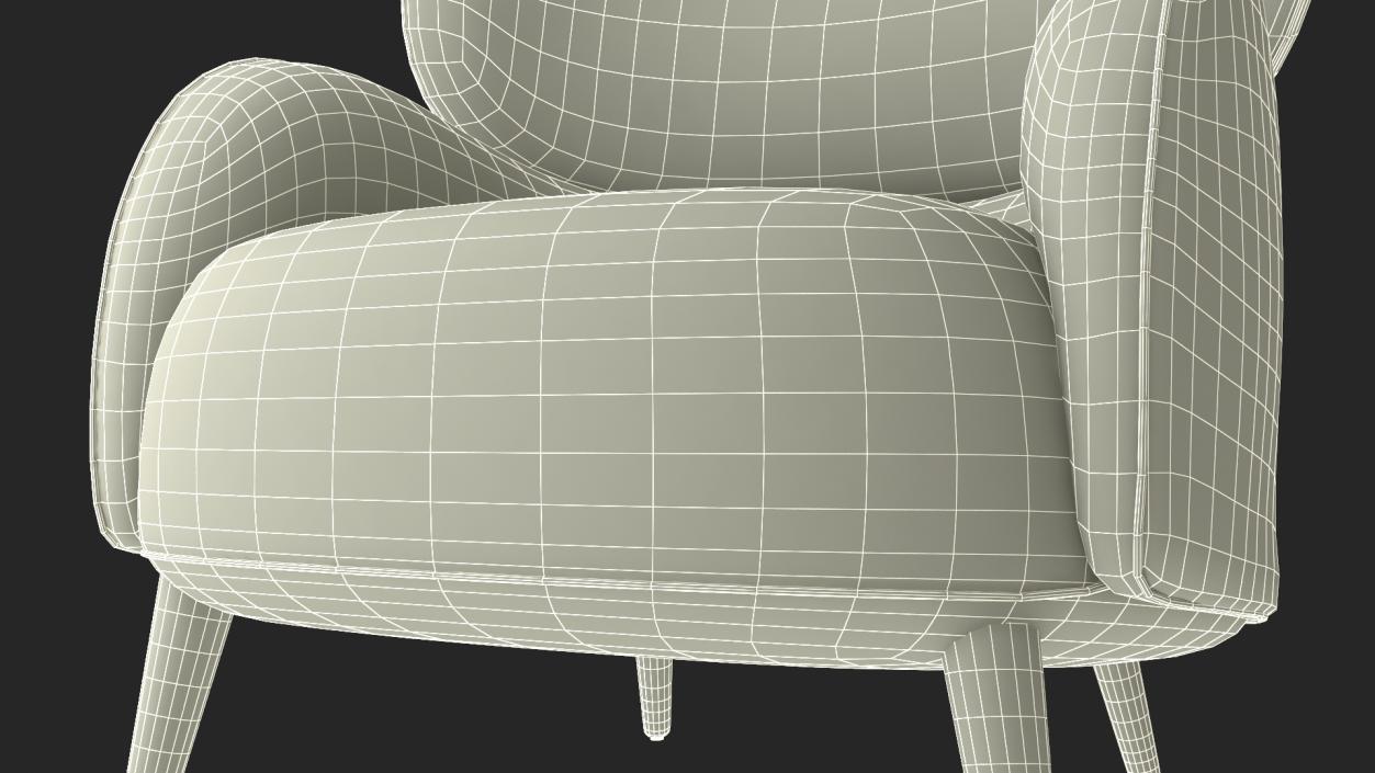 3D Velvet Lounge Arm Chair model