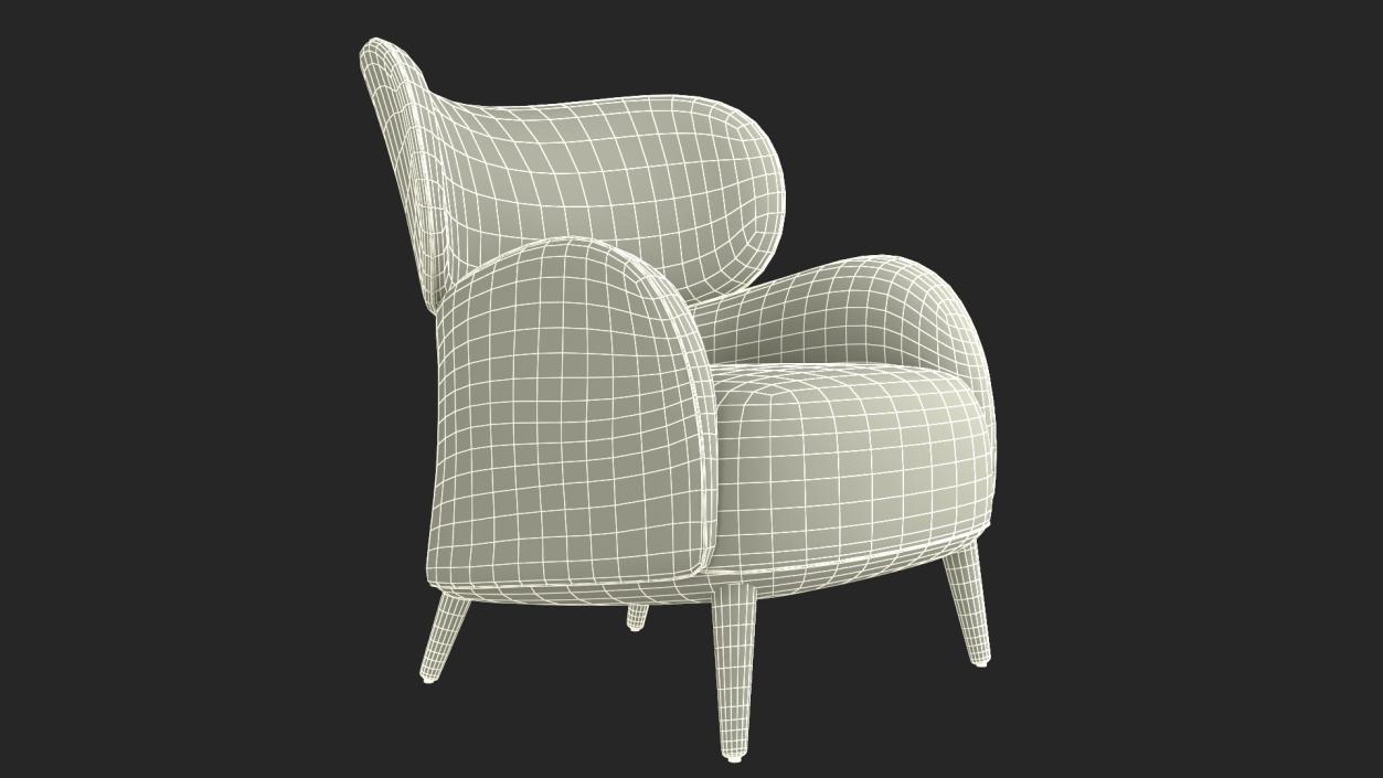 3D Velvet Lounge Arm Chair model