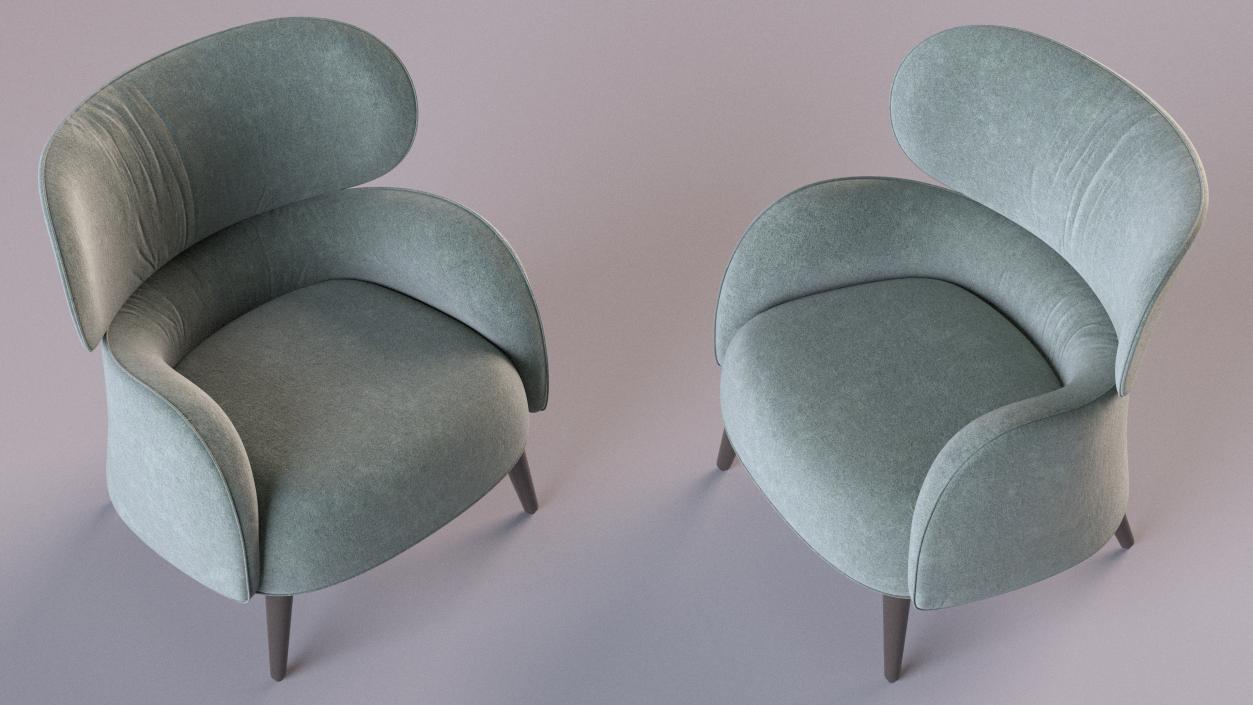 3D Velvet Lounge Arm Chair model