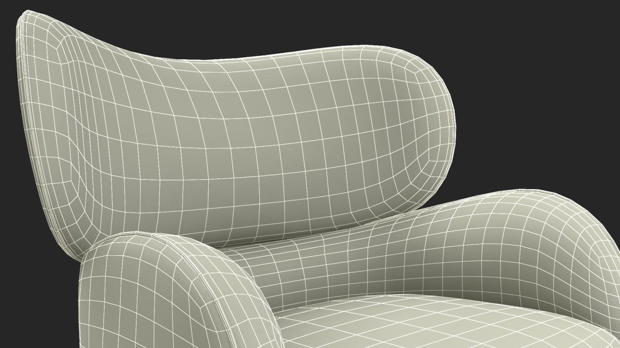 3D Velvet Lounge Arm Chair model