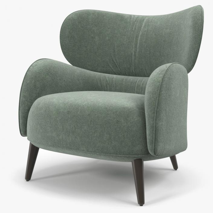 3D Velvet Lounge Arm Chair model