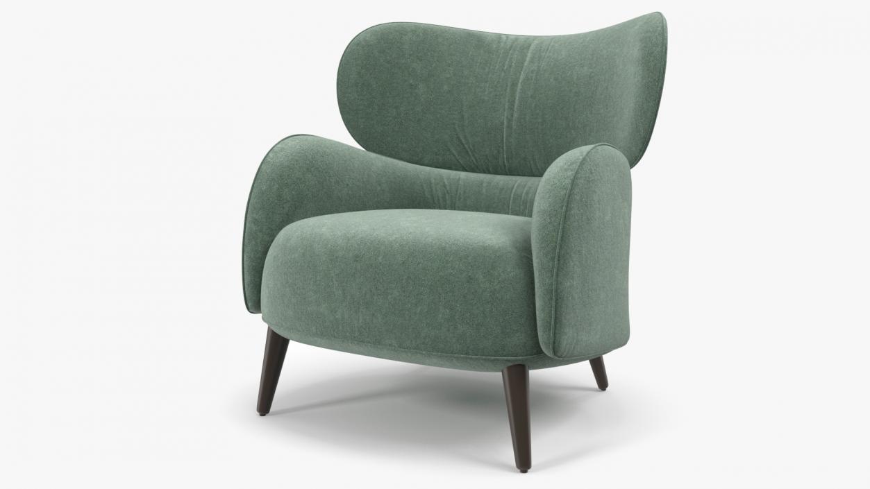 3D Velvet Lounge Arm Chair model