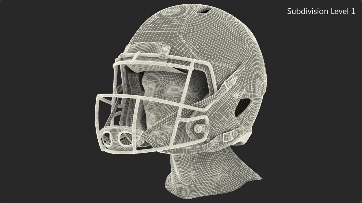 3D Football Helmet on Mannequin Head model