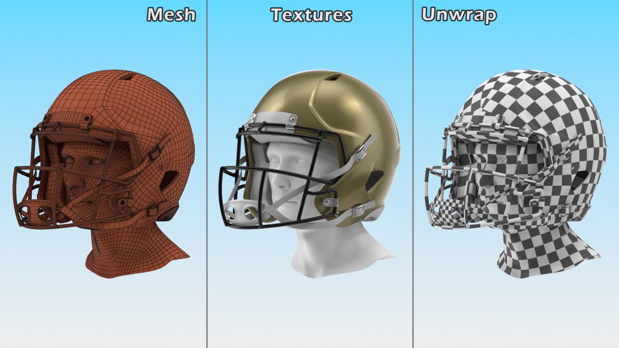 3D Football Helmet on Mannequin Head model