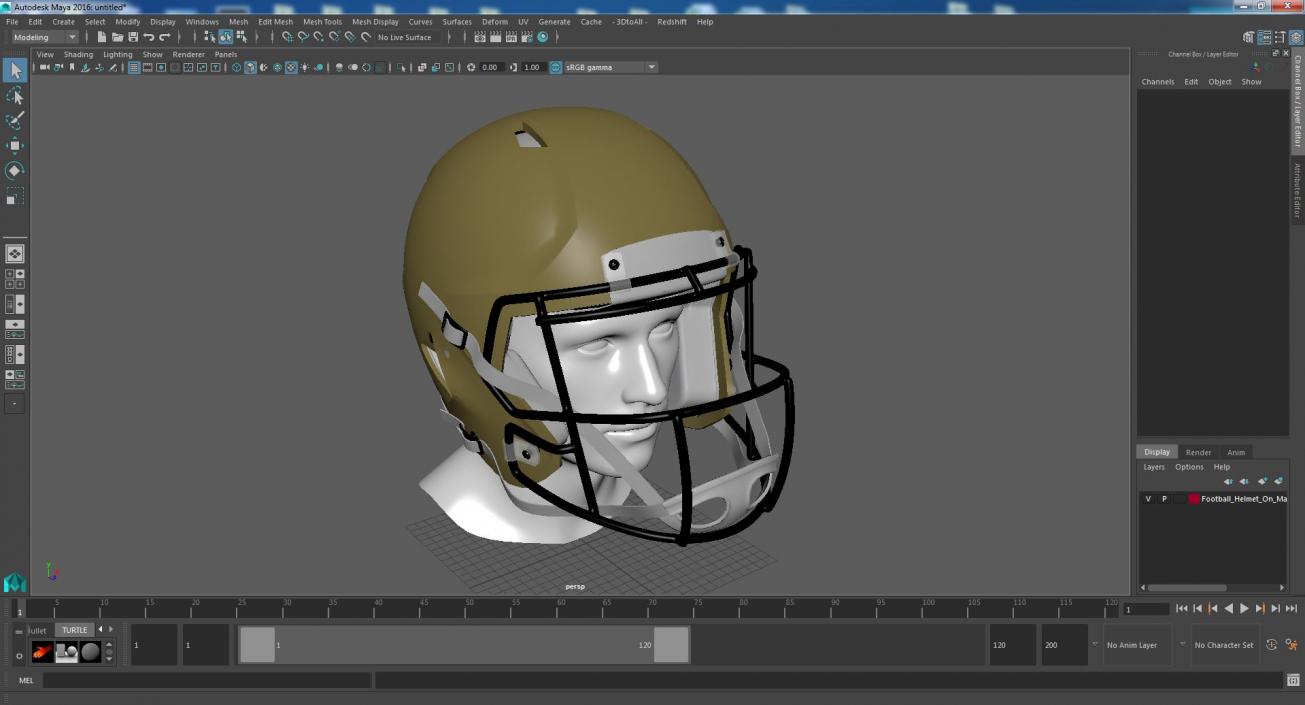 3D Football Helmet on Mannequin Head model