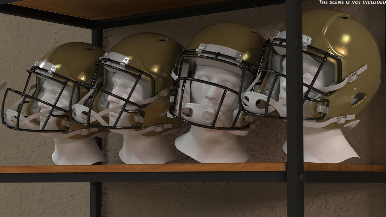 3D Football Helmet on Mannequin Head model