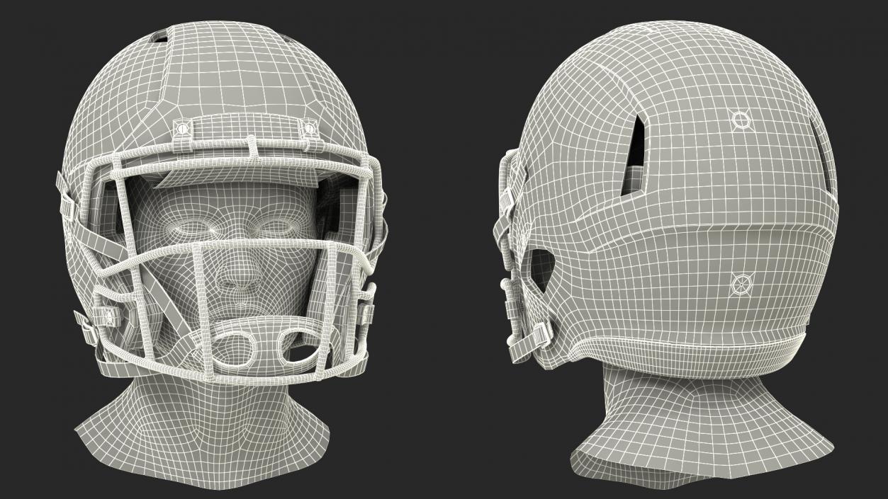 3D Football Helmet on Mannequin Head model