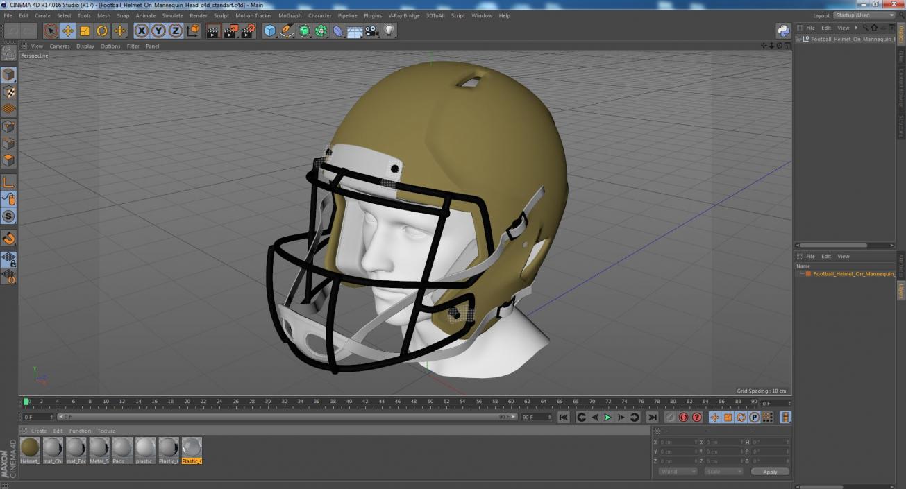 3D Football Helmet on Mannequin Head model