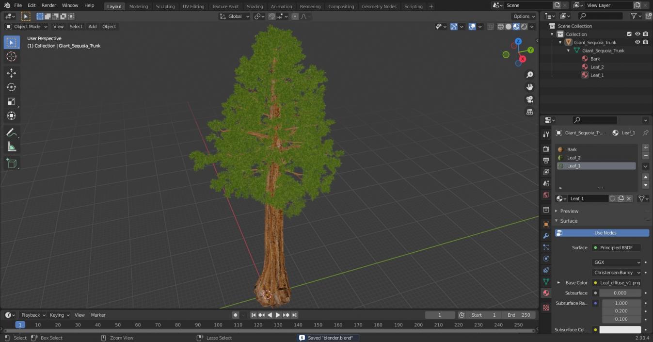 Giant Sequoia Trunk 3D model