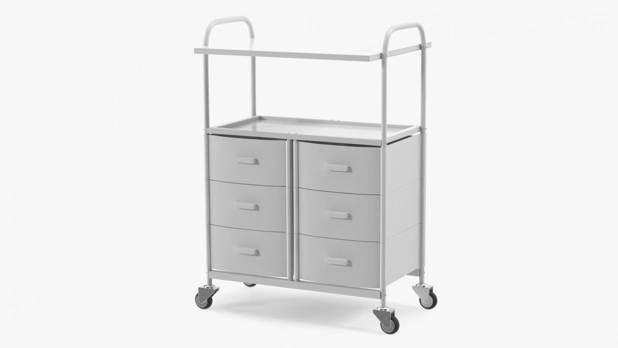 3D model Doctors Office Cart on Wheels White