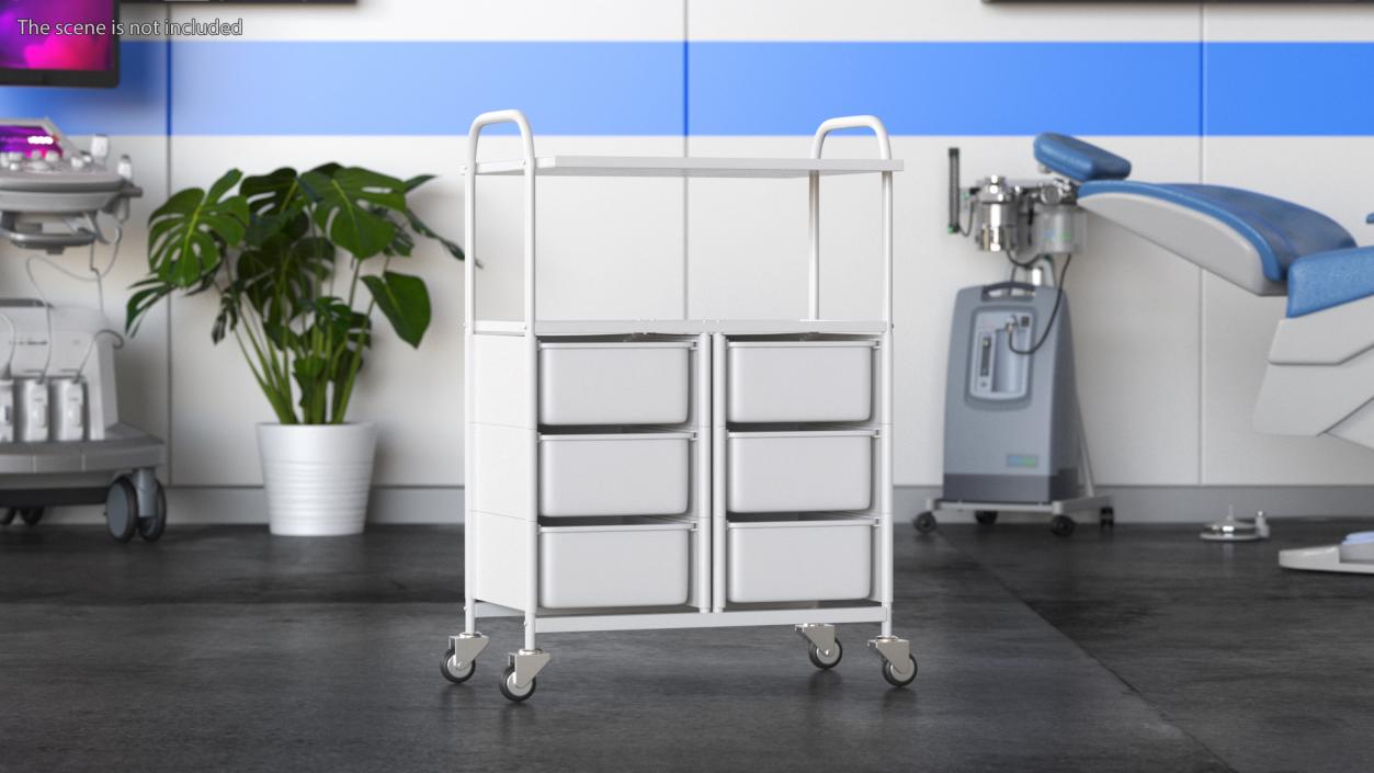 3D model Doctors Office Cart on Wheels White