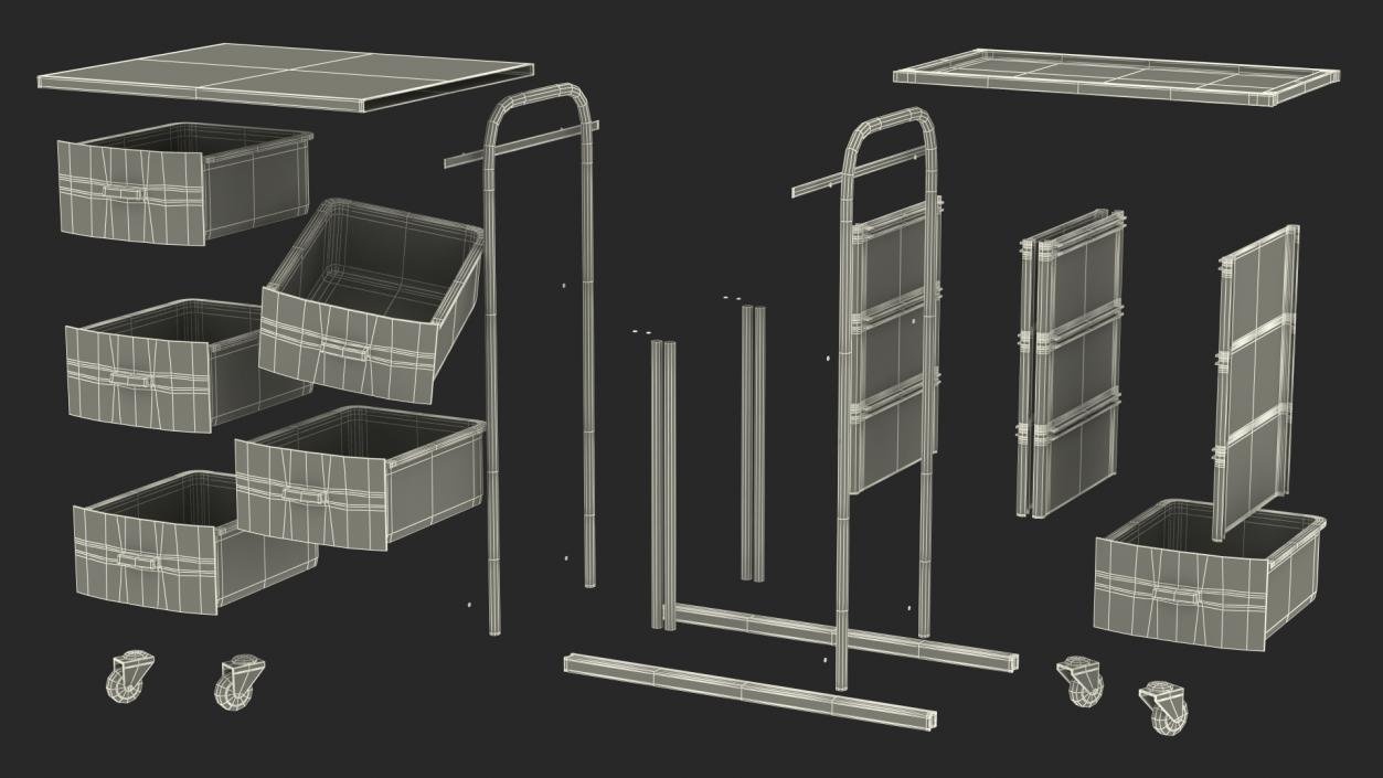 3D model Doctors Office Cart on Wheels White