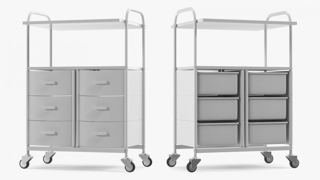 3D model Doctors Office Cart on Wheels White