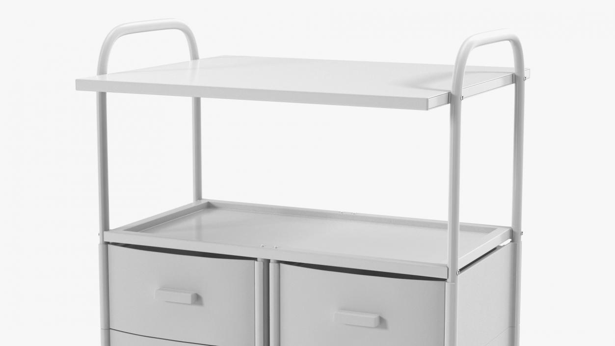 3D model Doctors Office Cart on Wheels White