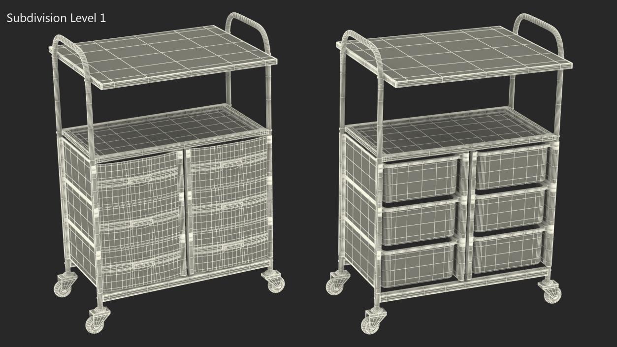 3D model Doctors Office Cart on Wheels White