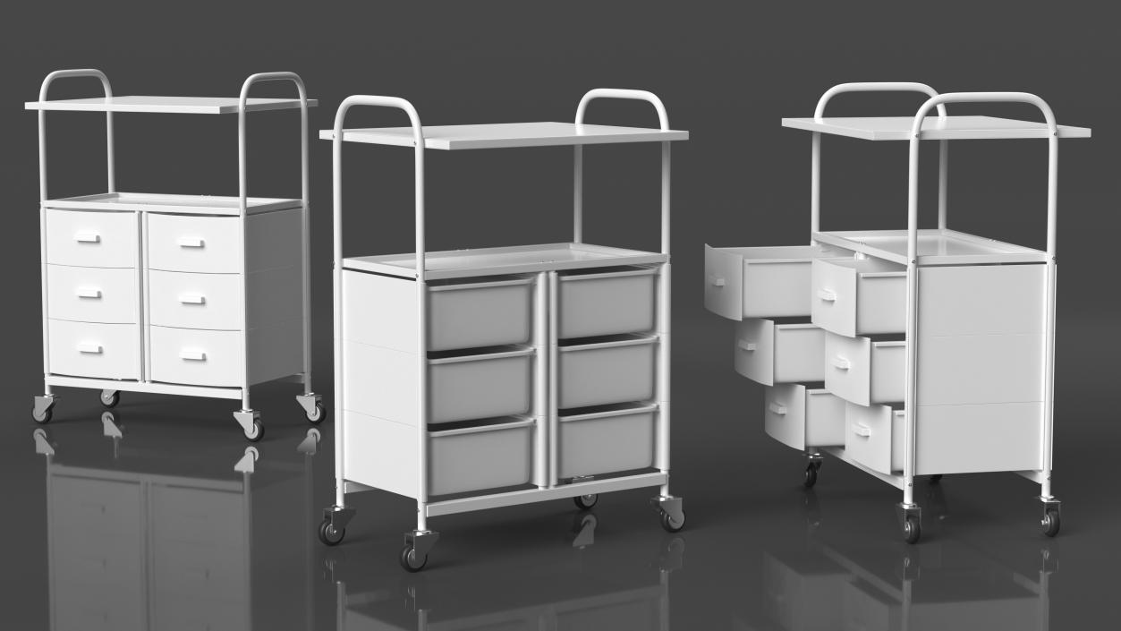 3D model Doctors Office Cart on Wheels White