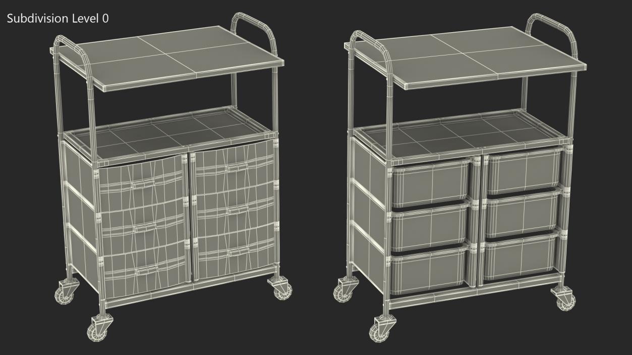 3D model Doctors Office Cart on Wheels White