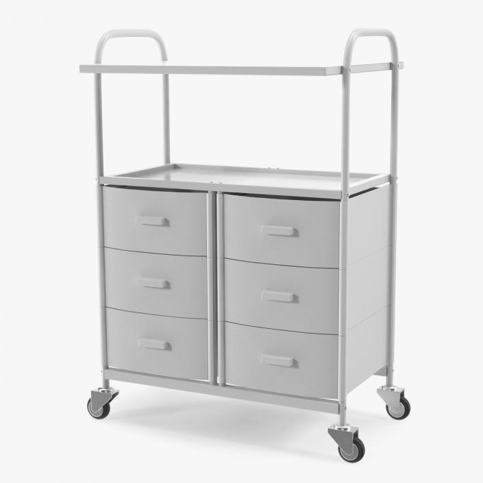 3D model Doctors Office Cart on Wheels White