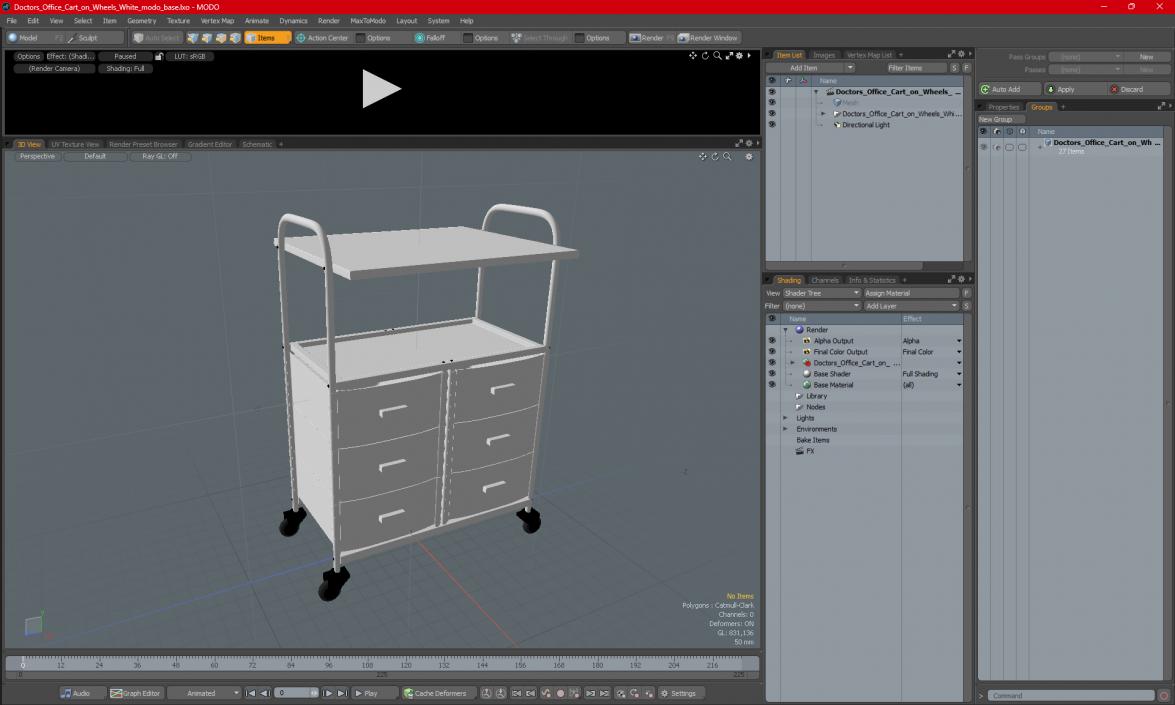 3D model Doctors Office Cart on Wheels White