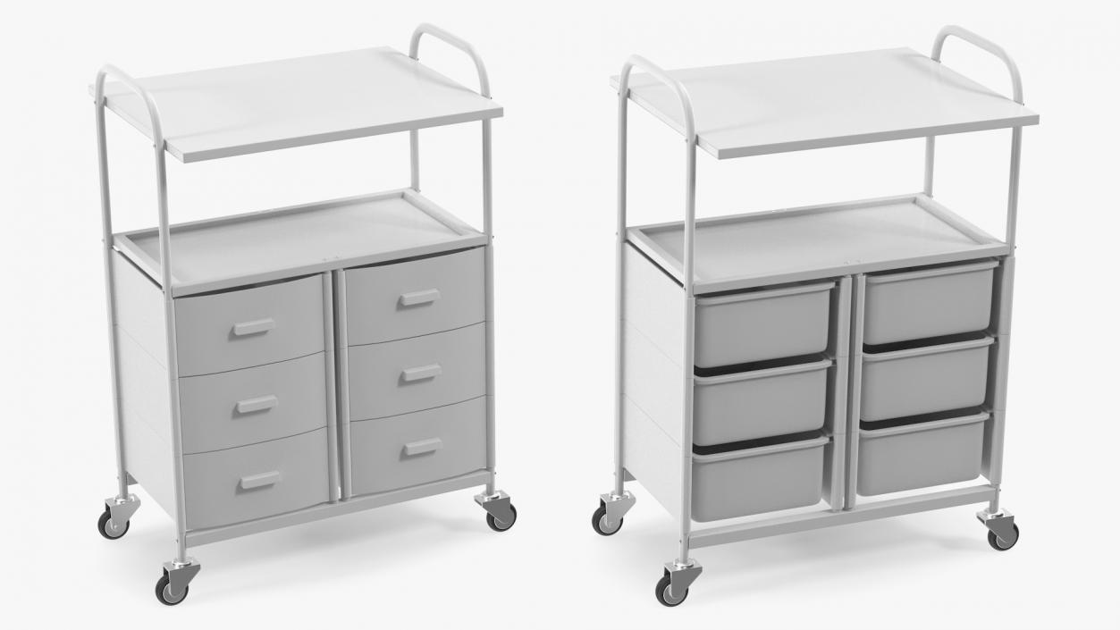 3D model Doctors Office Cart on Wheels White