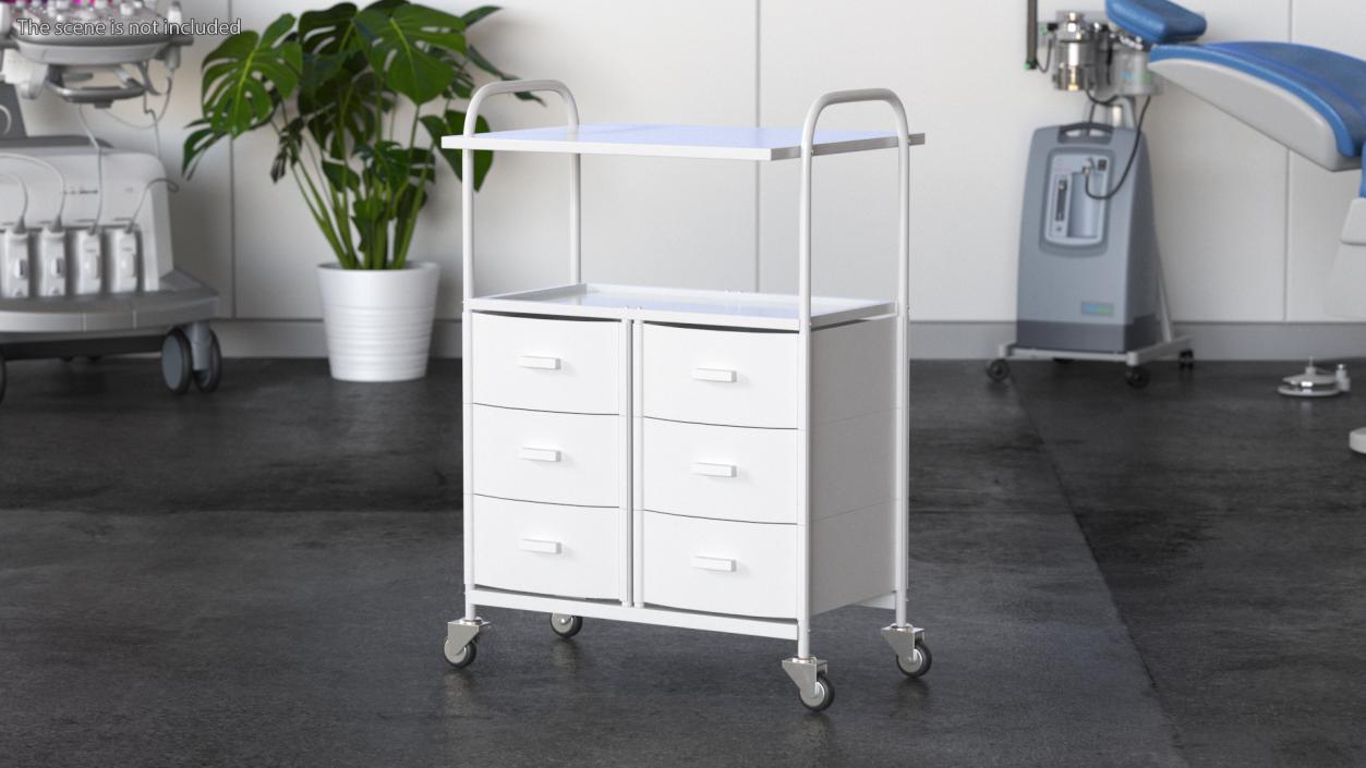 3D model Doctors Office Cart on Wheels White