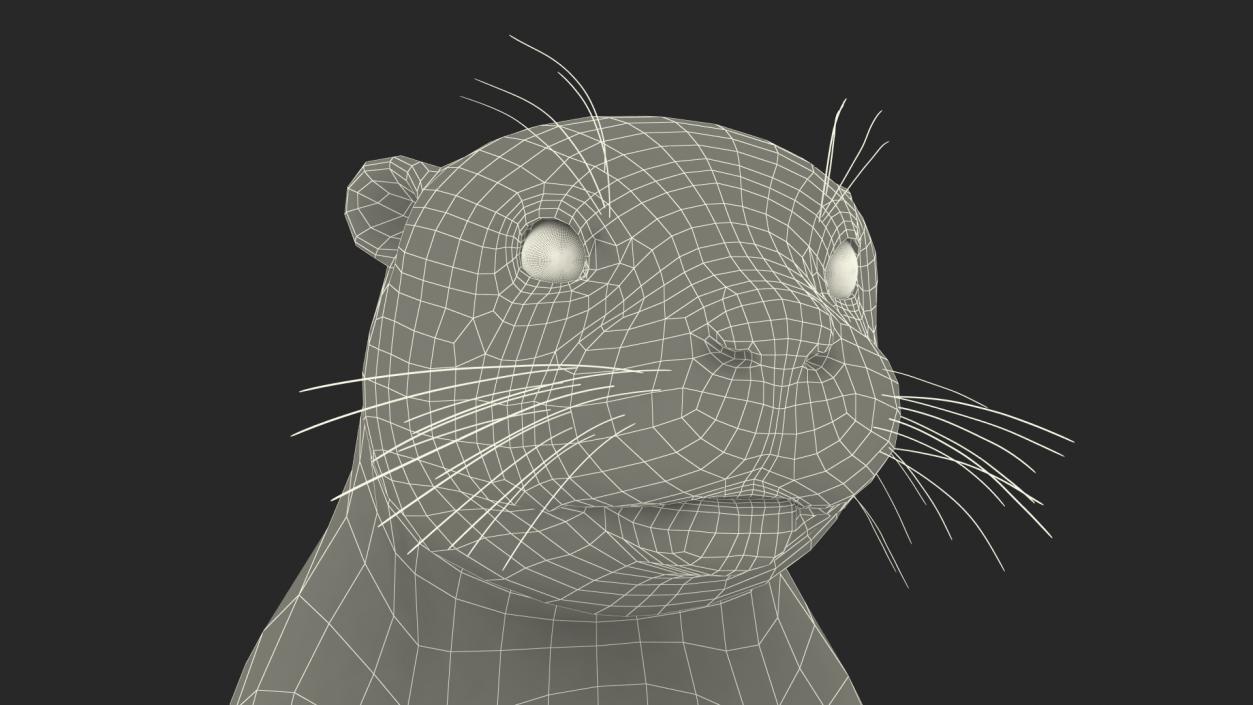 River Otter Standing Pose Fur 3D model