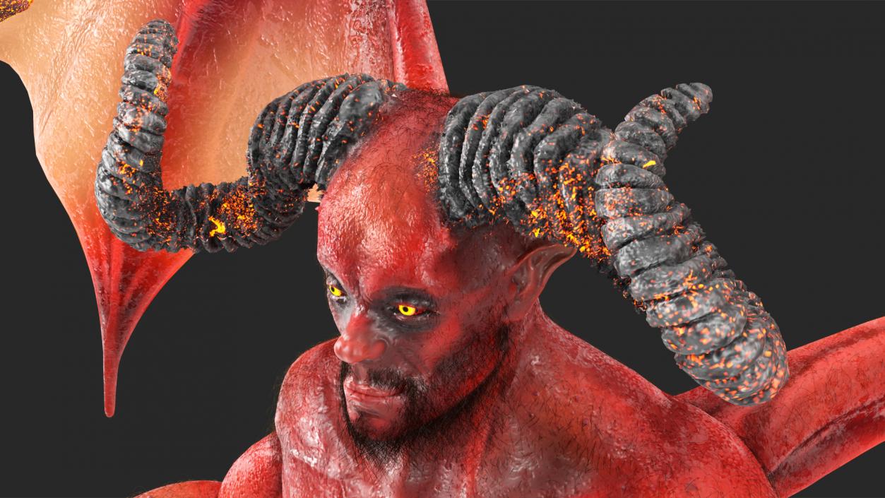 3D model Devil Character with Trident Neutral Pose Fur