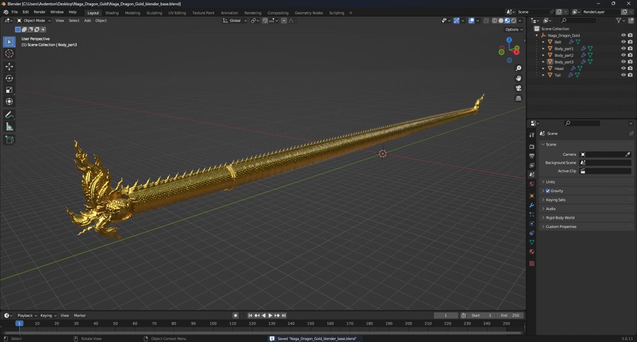 3D Naga Dragon Gold