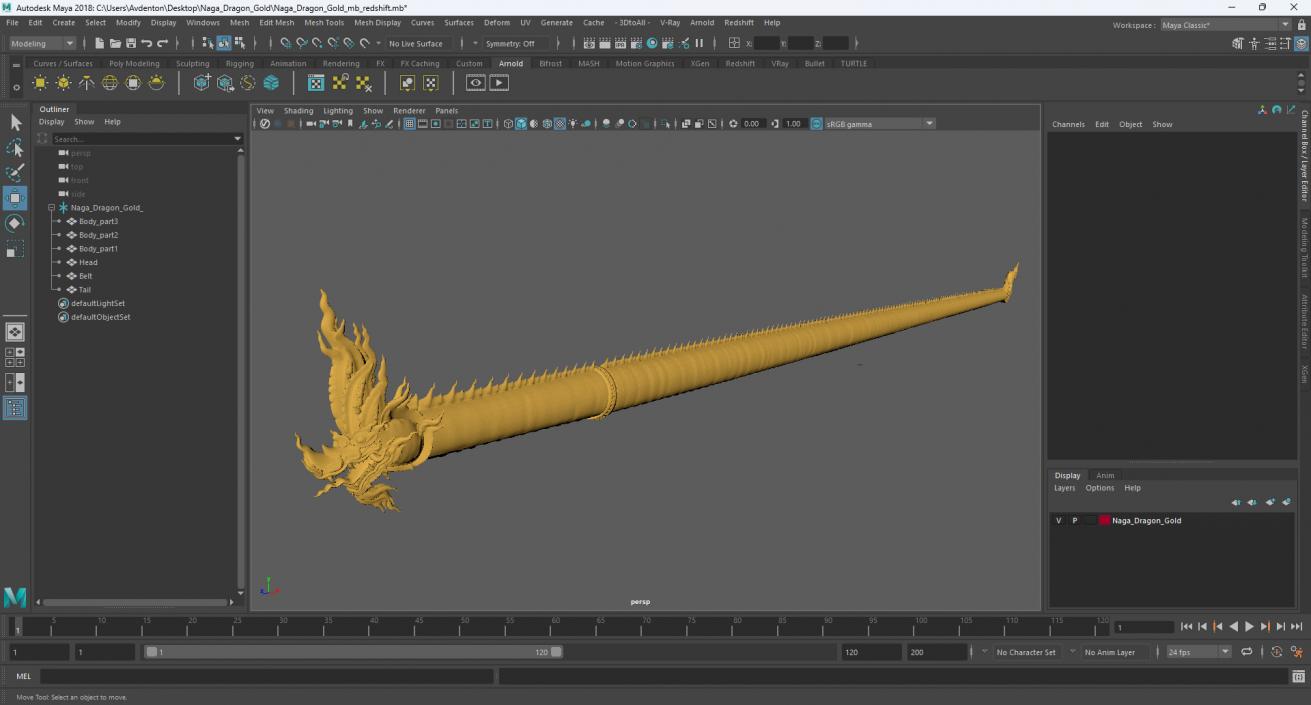 3D Naga Dragon Gold