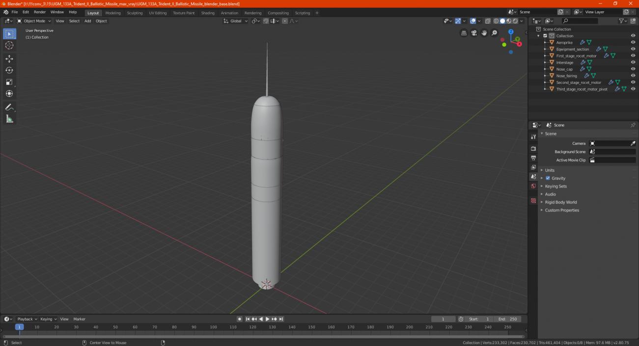 UGM 133A Trident II Ballistic Missile 3D