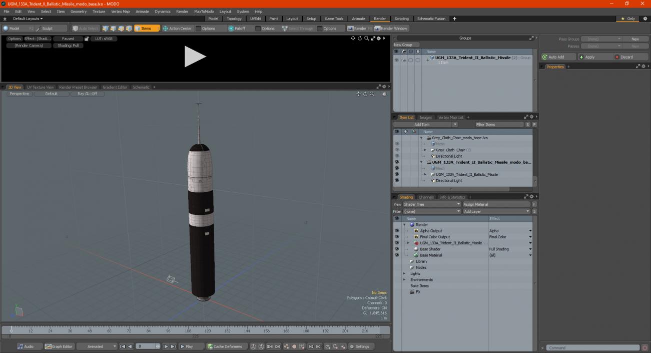 UGM 133A Trident II Ballistic Missile 3D