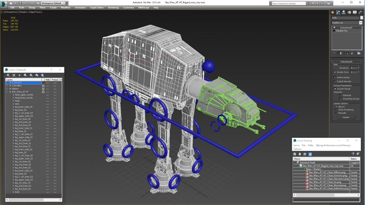 3D Star Wars AT-AT Rigged for Maya