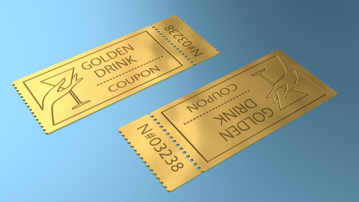 3D Drink Golden Coupon Ticket